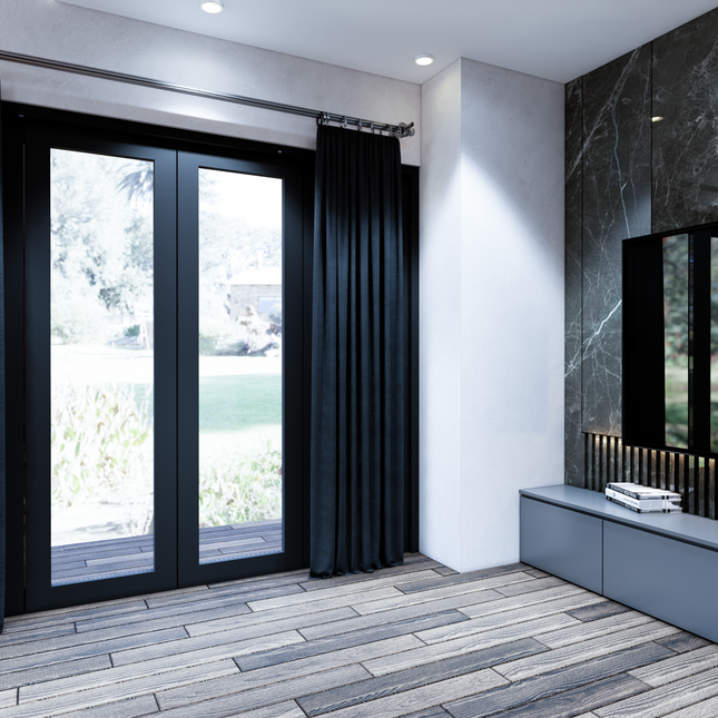 Dark Greyish Blue Colour Brushed Textured Velvet Flock Easy Clean Sofa, Chair and Curtain Fabric