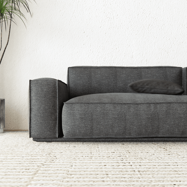 Graphite Charcoal Grey Woven Textured Water Repellent Sofa and Chair Fabric