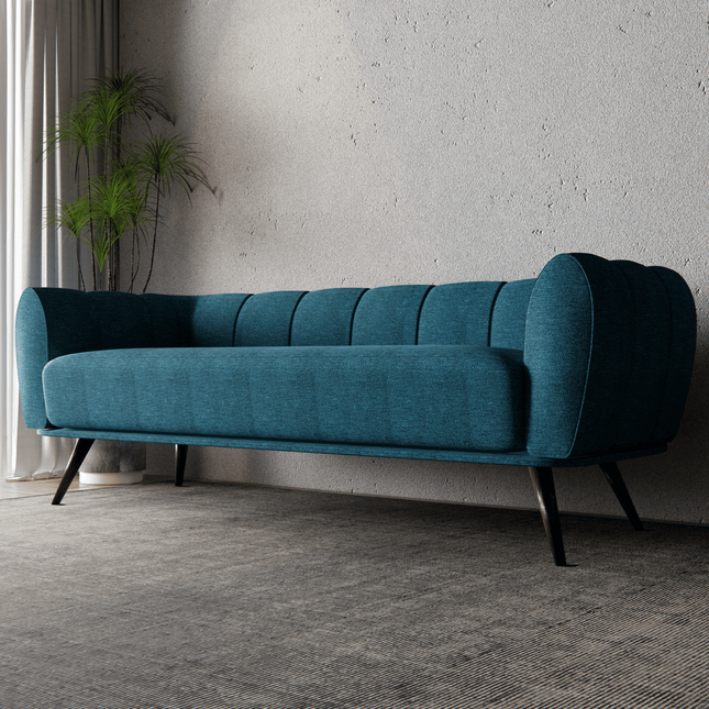Dark Turquoise Woven Textured Water Repellent Sofa and Chair Fabric